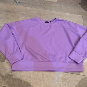 DANSKIN WOMENS PURPLE CROPPED CREWNECK SHIRT XL